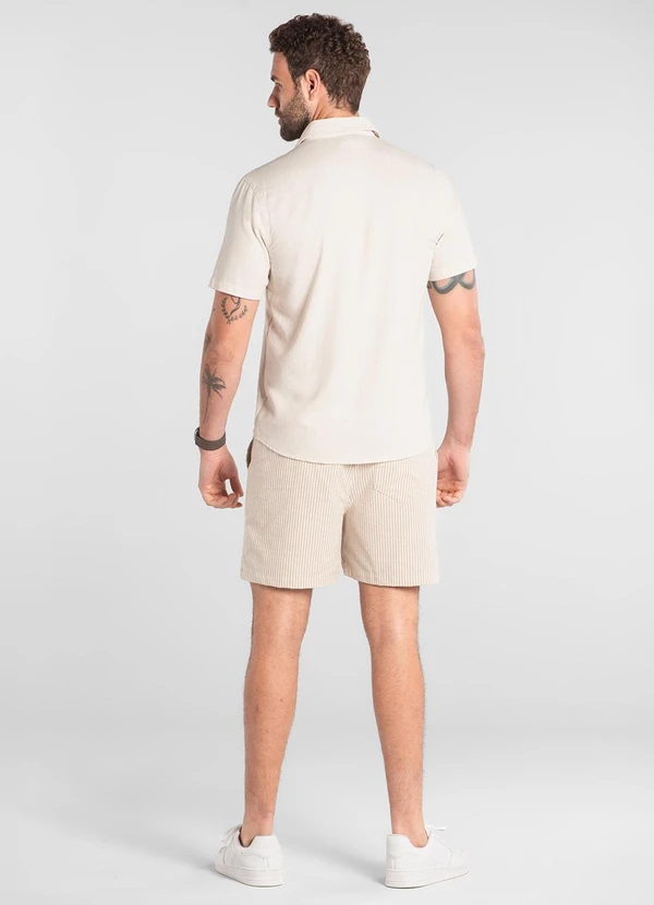 The Philippines - Bermuda Listrada em Algodão Marrom 2