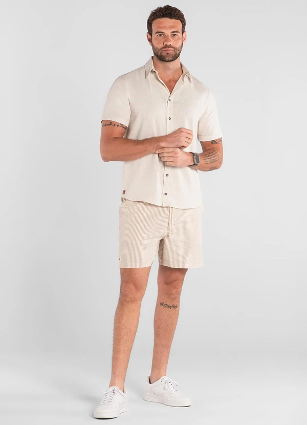 The Philippines - Bermuda Listrada em Algodão Marrom 3