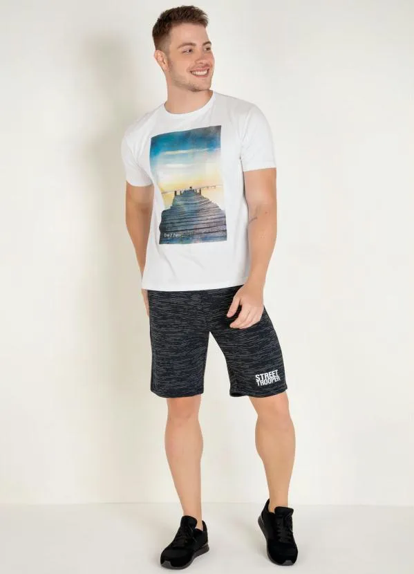 Moda Pop - Bermuda Listrada Preta 3