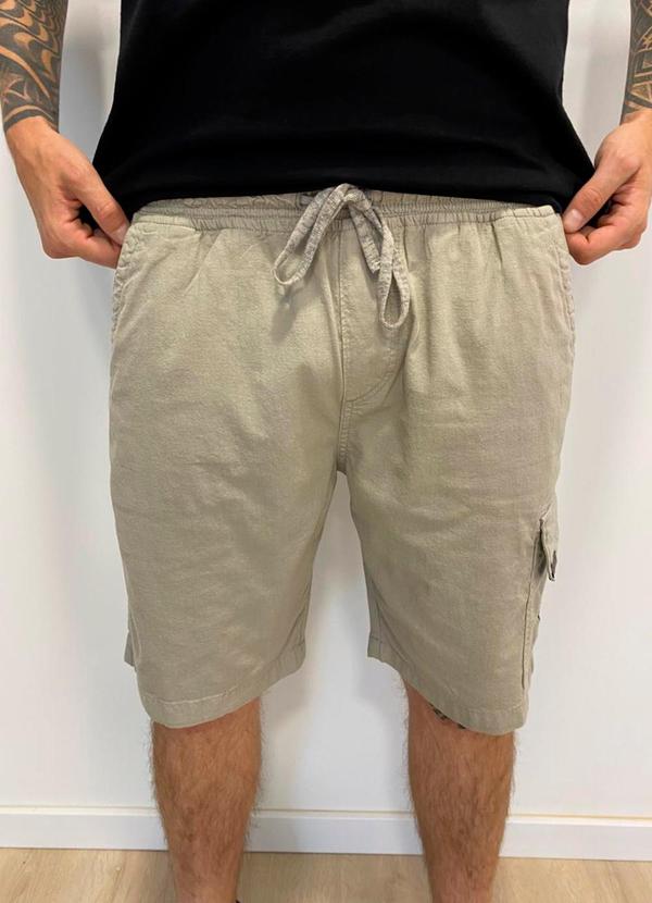 Rafree - Bermuda Masc Slim Linho Cargo Cinza 1