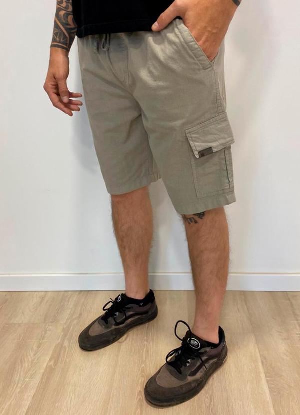 Rafree - Bermuda Masc Slim Linho Cargo Cinza 2