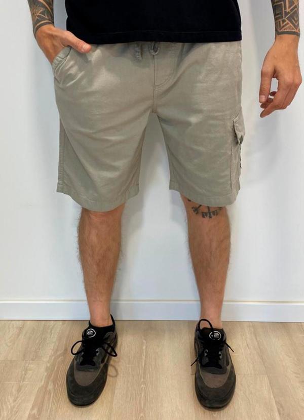 Rafree - Bermuda Masc Slim Linho Cargo Cinza 3