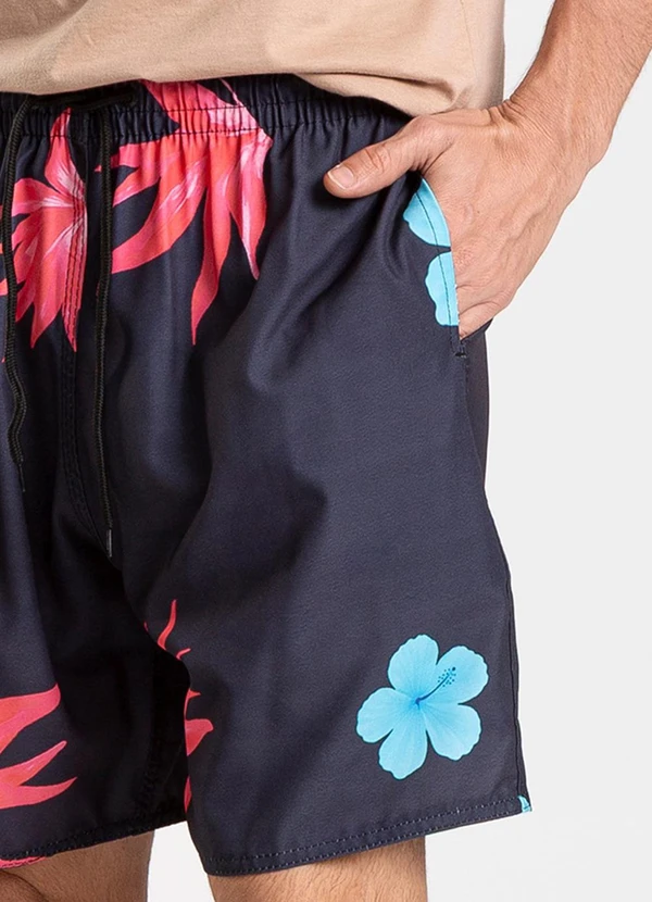 Rovitex - Bermuda Masculina de Microfibra Long Bong Preto 6