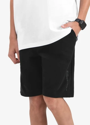 Minty - Bermuda Masculina em Moletom Sarjado Preto - MINTY