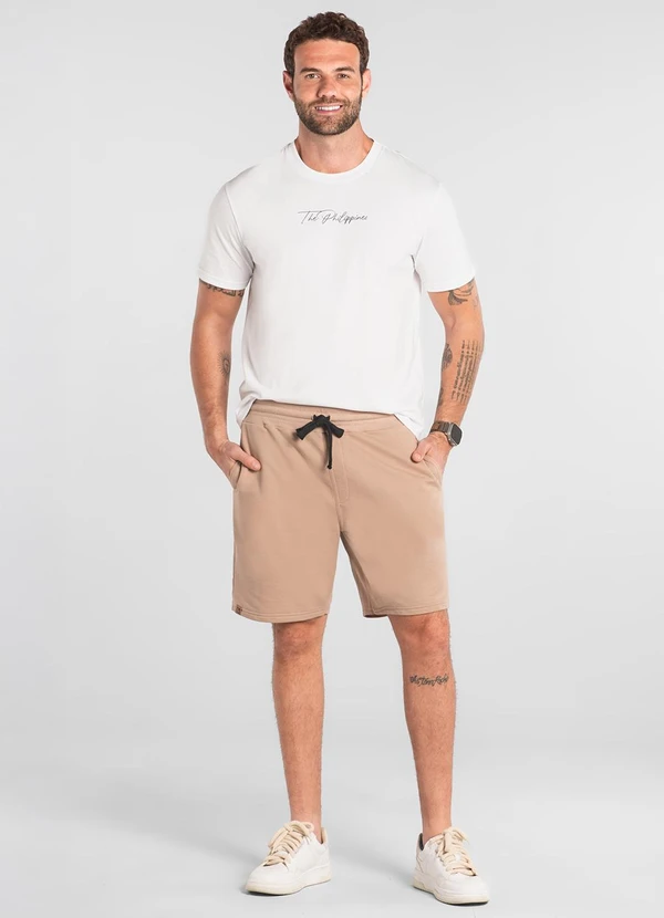 The Philippines - Bermuda Masculina em Moletom The Philippines Bege 3