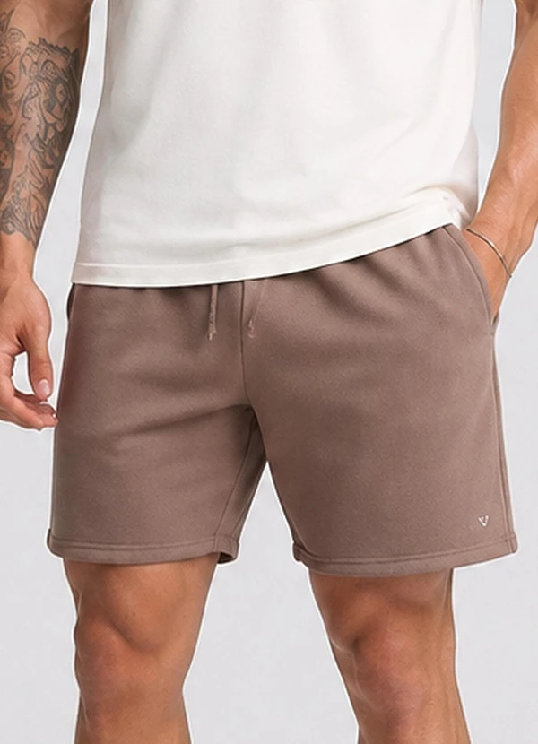 Veev - Bermuda Masculina em Ribana com Bolsos Maxi Bege