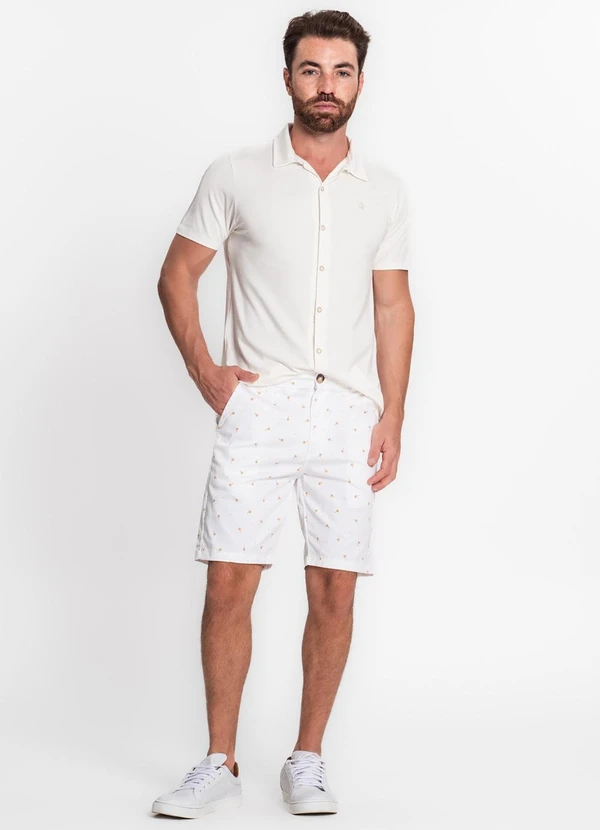 Diametro - Bermuda Masculina em Sarja Branco 3