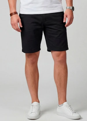 Rovitex - Bermuda Masculina em Sarja com Bolsos Preto - ROVITEX
