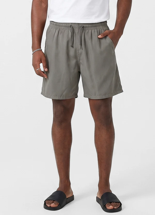 Rovitex - Bermuda Masculina em Suede com Bolsos Cinza