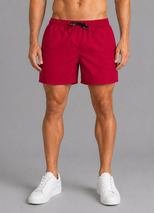 Select - Bermuda Masculina em Tactel com Bolsos Vermelho