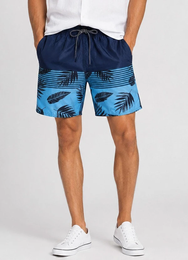 Rovitex - Bermuda Masculina Estampada Tactel Azul