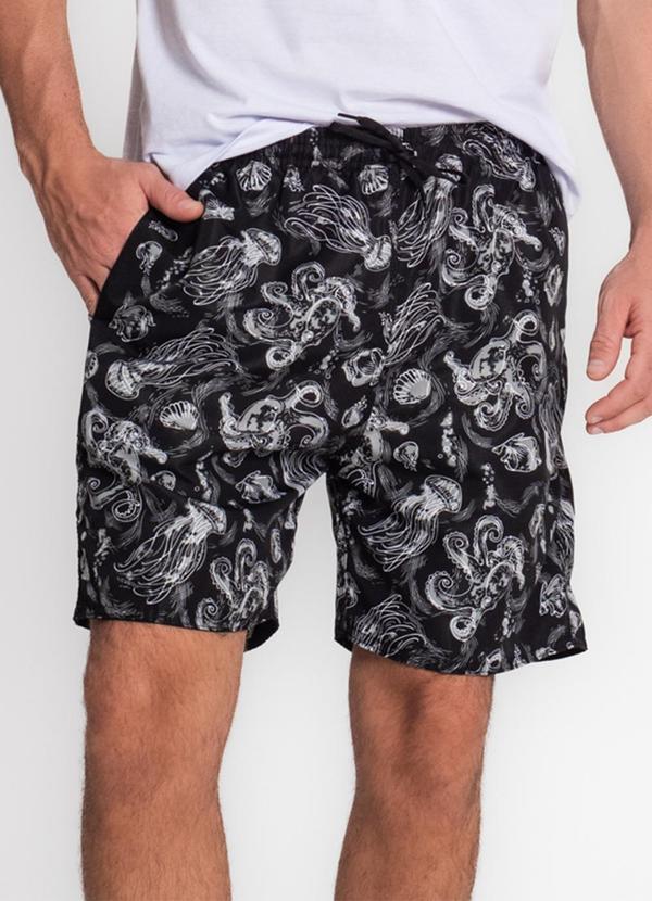 Rovitex - Bermuda Masculina Estampada Tno Preto