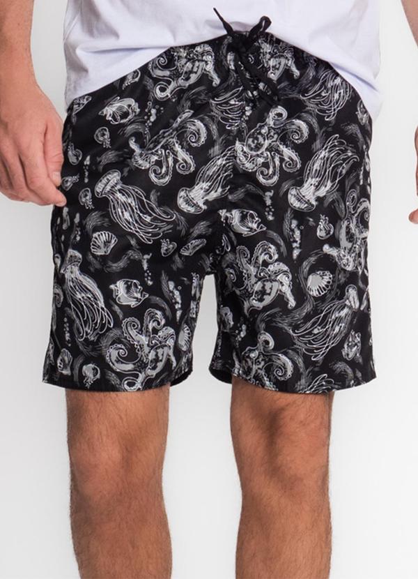 Rovitex - Bermuda Masculina Estampada Tno Preto
