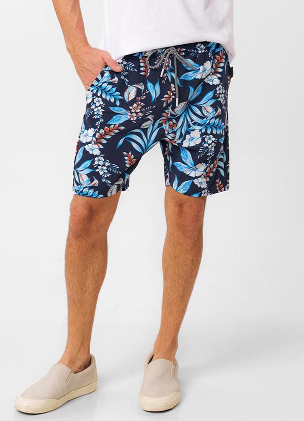 Diametro - Bermuda Masculina Florida em Tactel Azul