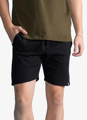 Minty - Bermuda Masculina Malhão Maquinetado Preto - MINTY