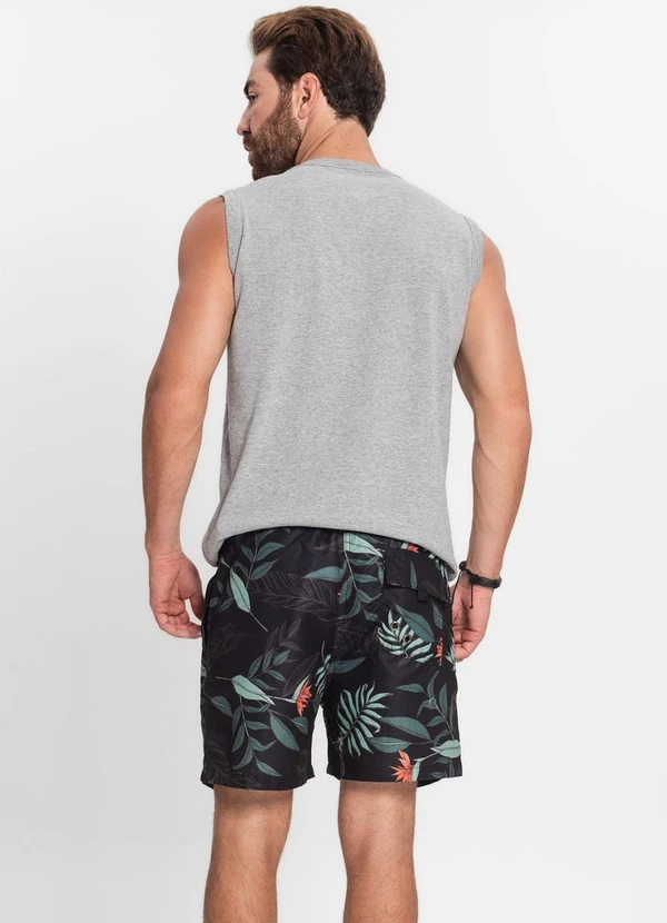 Rovitex - Bermuda Masculina Microfibra Estampada Preto 4