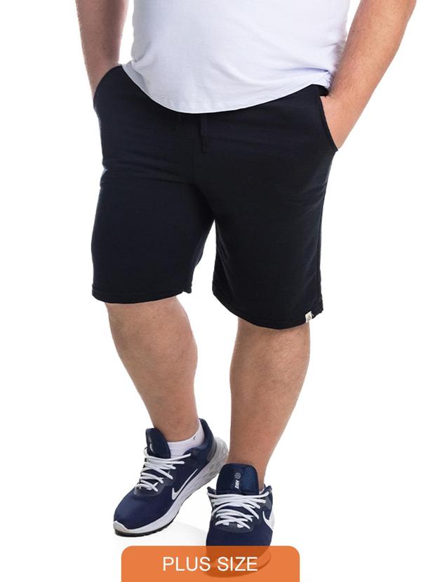 Rovitex - Bermuda Masculina Moletom Plus Size Select Preto