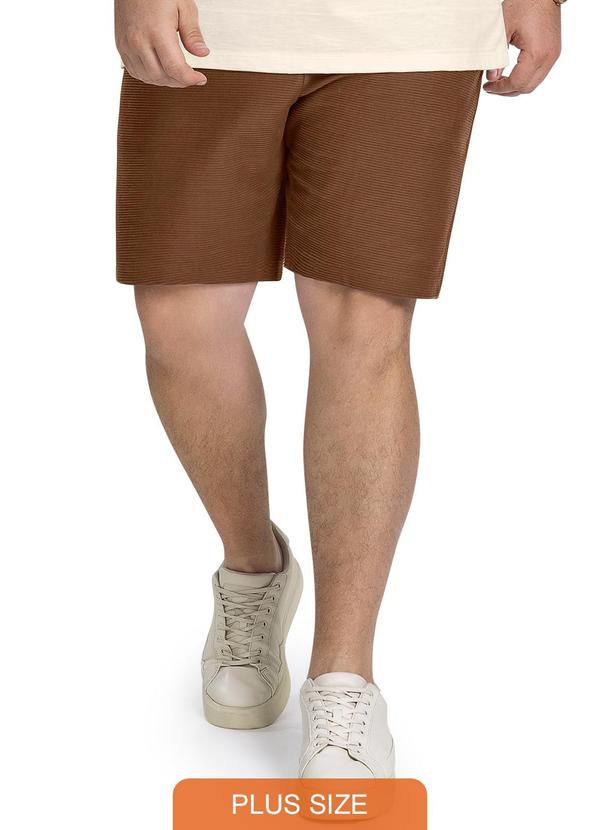 Diametro - Bermuda Masculina Plus Size Moletinho Marrom