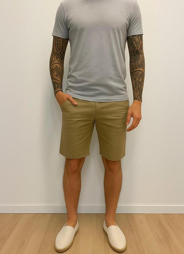 Rafree - Bermuda Masculinaulina de Sarja Marrom Claro 3