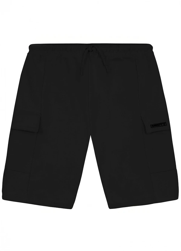 Minty - Bermuda Masculino em Moletom Sarjado Preto