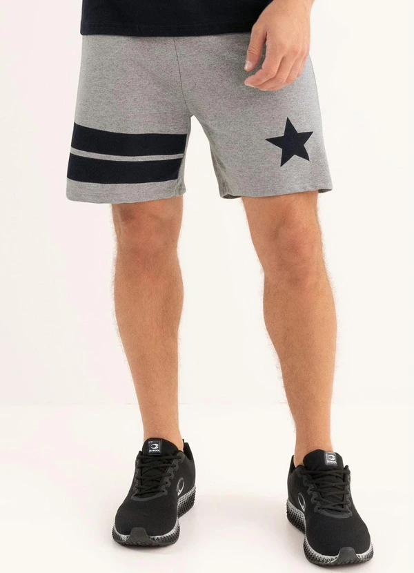 Moda Pop - Bermuda Mescla e Preta com Listras e Estrela