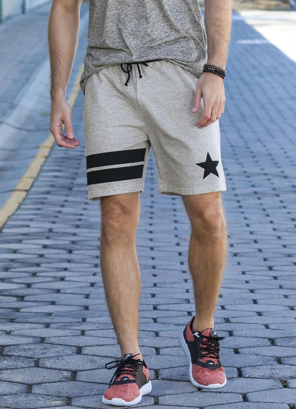 Moda Pop - Bermuda Mescla e Preta com Listras e Estrela 3