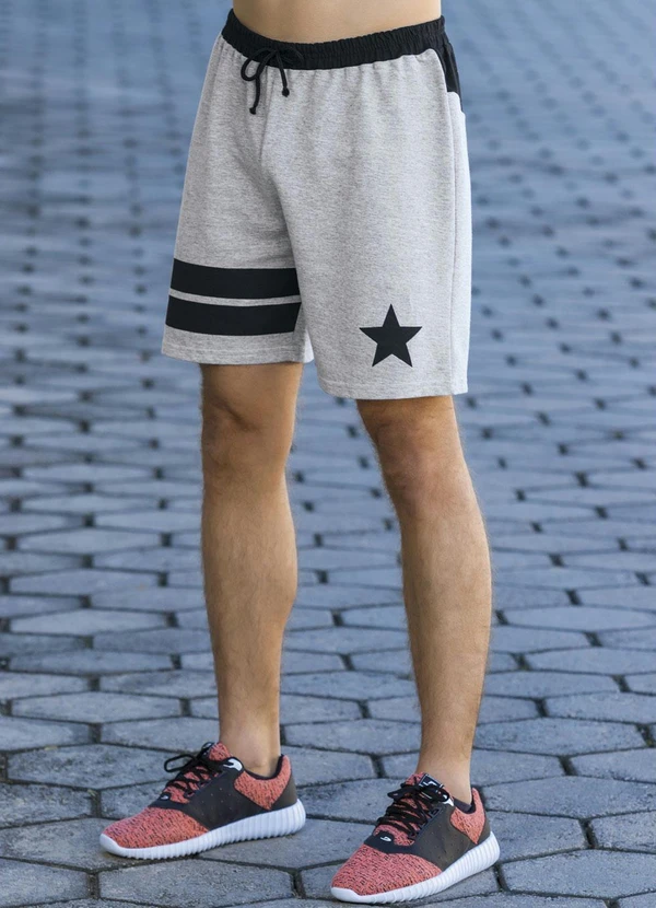 Moda Pop - Bermuda Mescla e Preta com Listras e Estrela 7