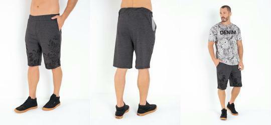 Bermuda Mescla Preta com Bolsos Funcionais