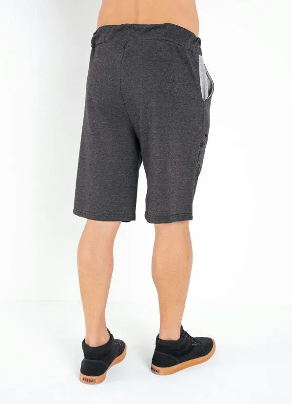 Moda Pop - Bermuda Mescla Preta com Bolsos Funcionais 2