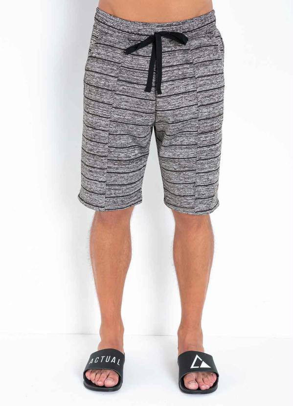 Bermuda (Mescla Preto) com Recortes e Amarrao