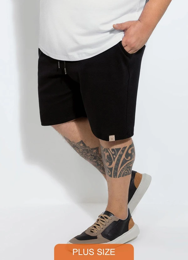 Exco - Bermuda Plus em Malha Texturizada Preto