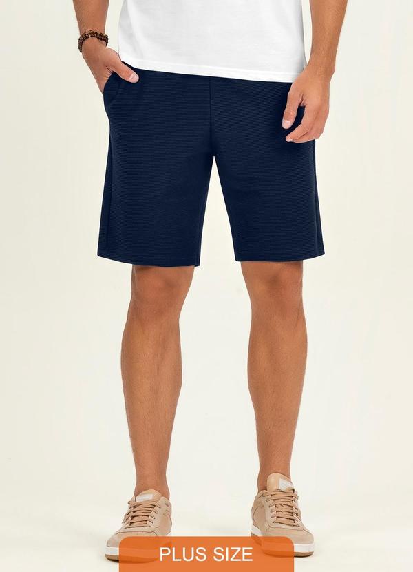 Diametro - Bermuda Plus Size Masculino Moletinho Azul