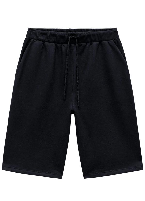 Malwee - Bermuda Preta Comfort em Moletom