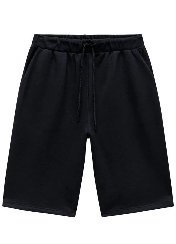 Malwee Bermuda Preta Comfort em Moletom