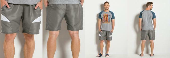 Bermuda Preta e Cinza com Listras Laterais