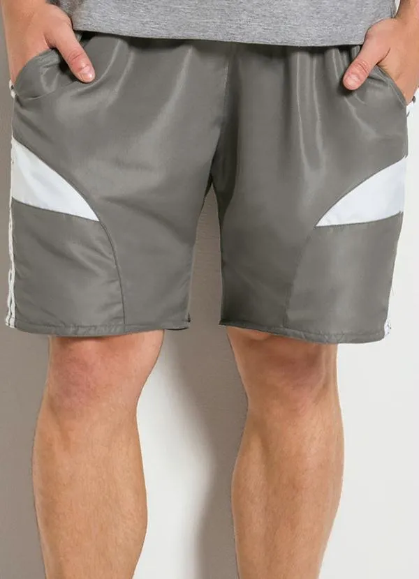 Moda Pop - Bermuda Preta e Cinza com Listras Laterais