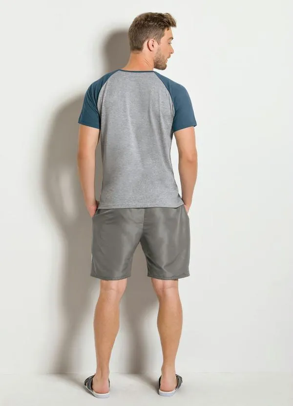 Moda Pop - Bermuda Preta e Cinza com Listras Laterais 4