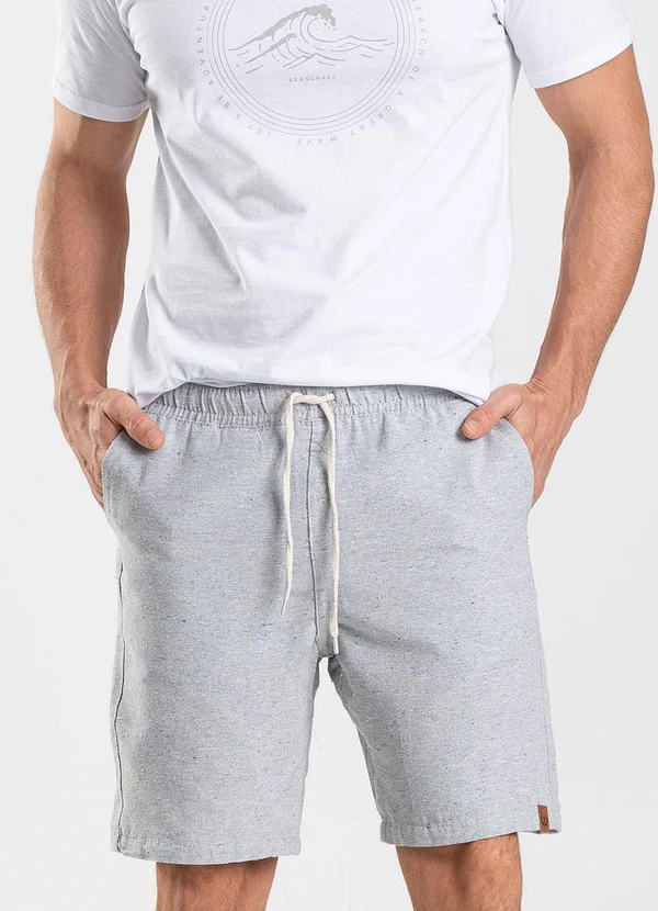 Rovitex - Bermuda Sarja Elástico e Bolsos Shift Cinza