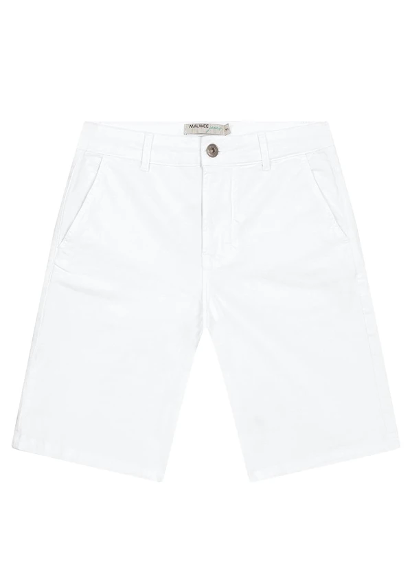 Malwee - Bermuda Slim em Sarja Stretch Branco