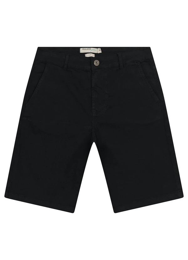 Malwee - Bermuda Slim em Sarja Stretch Preto