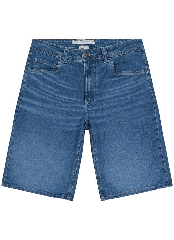 Malwee - Bermuda Slim Jeans Estonado Azul