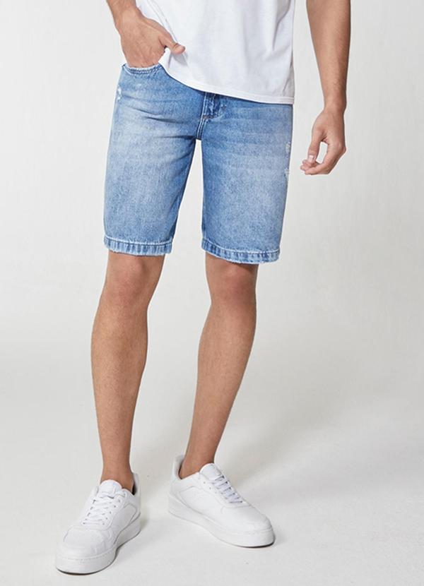 Enfim - Bermuda Slim Jeans Estonado Masculino Azul Claro 1