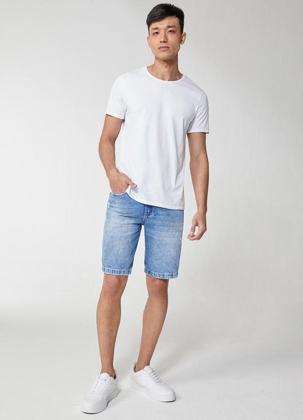 Enfim - Bermuda Slim Jeans Estonado Masculino Azul Claro 2