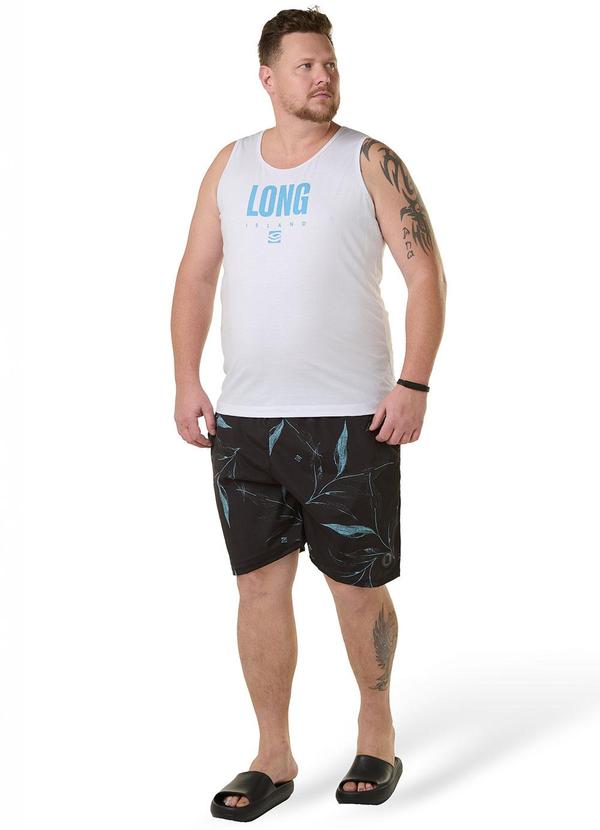 Long Insland - Bermuda Sublimada Tactel Folhas Preto 3