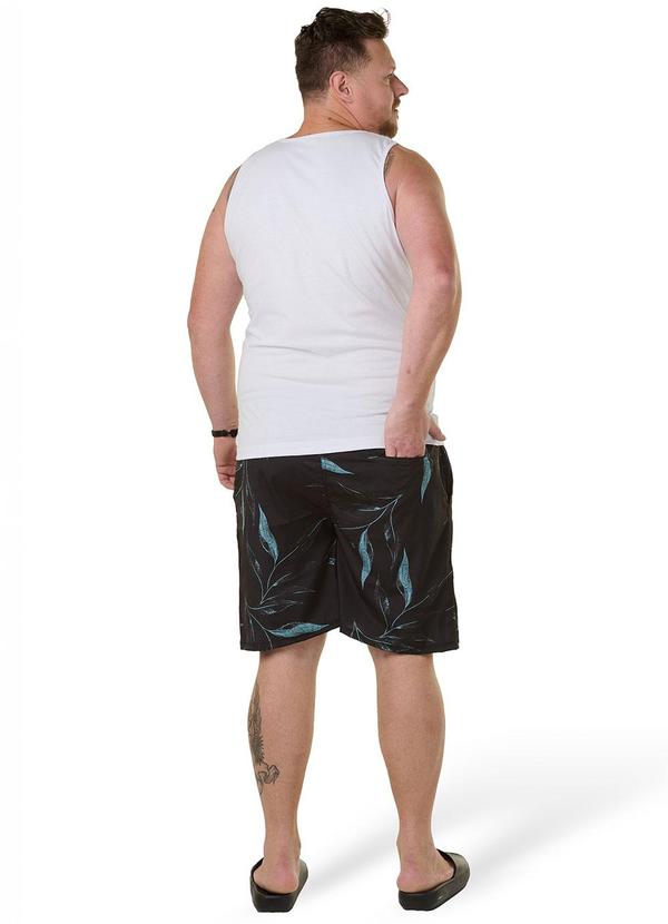 Long Insland - Bermuda Sublimada Tactel Folhas Preto 4