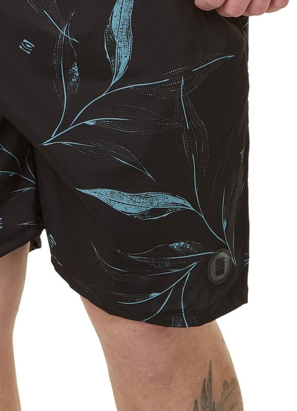 Long Insland - Bermuda Sublimada Tactel Folhas Preto 5