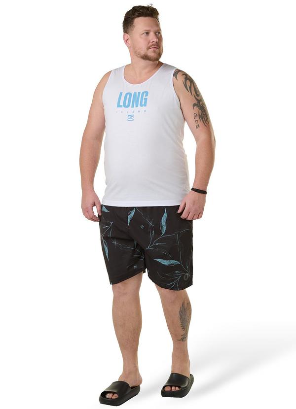 Long Insland - Bermuda Sublimada Tactel Folhas Preto 2