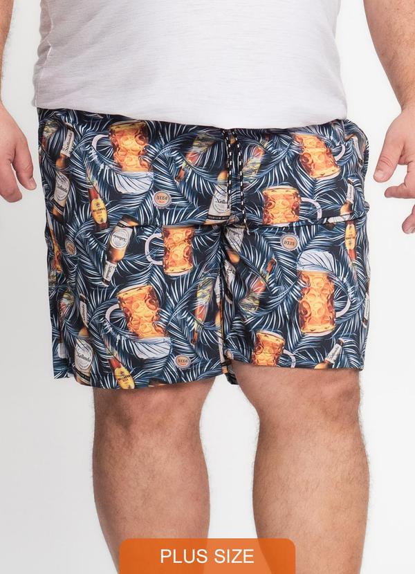 Rovitex - Bermuda Tactel Elastano Masculina Plus Azul