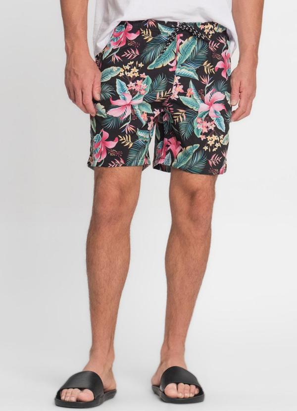 Rovitex - Bermuda Tactel Elastano Masculina Preto