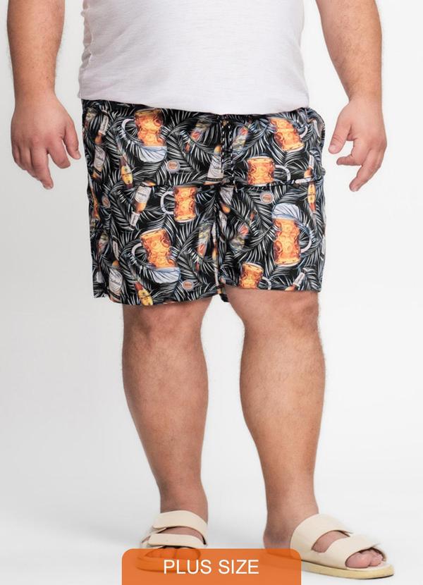 Rovitex - Bermuda Tactel Elastano Plus Nell Ondas Preto